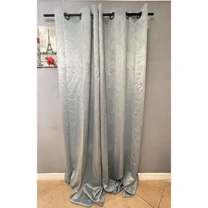 2 Panels Windows Curtain for Bedroom Living Room Moroccan Blue Metallic Print